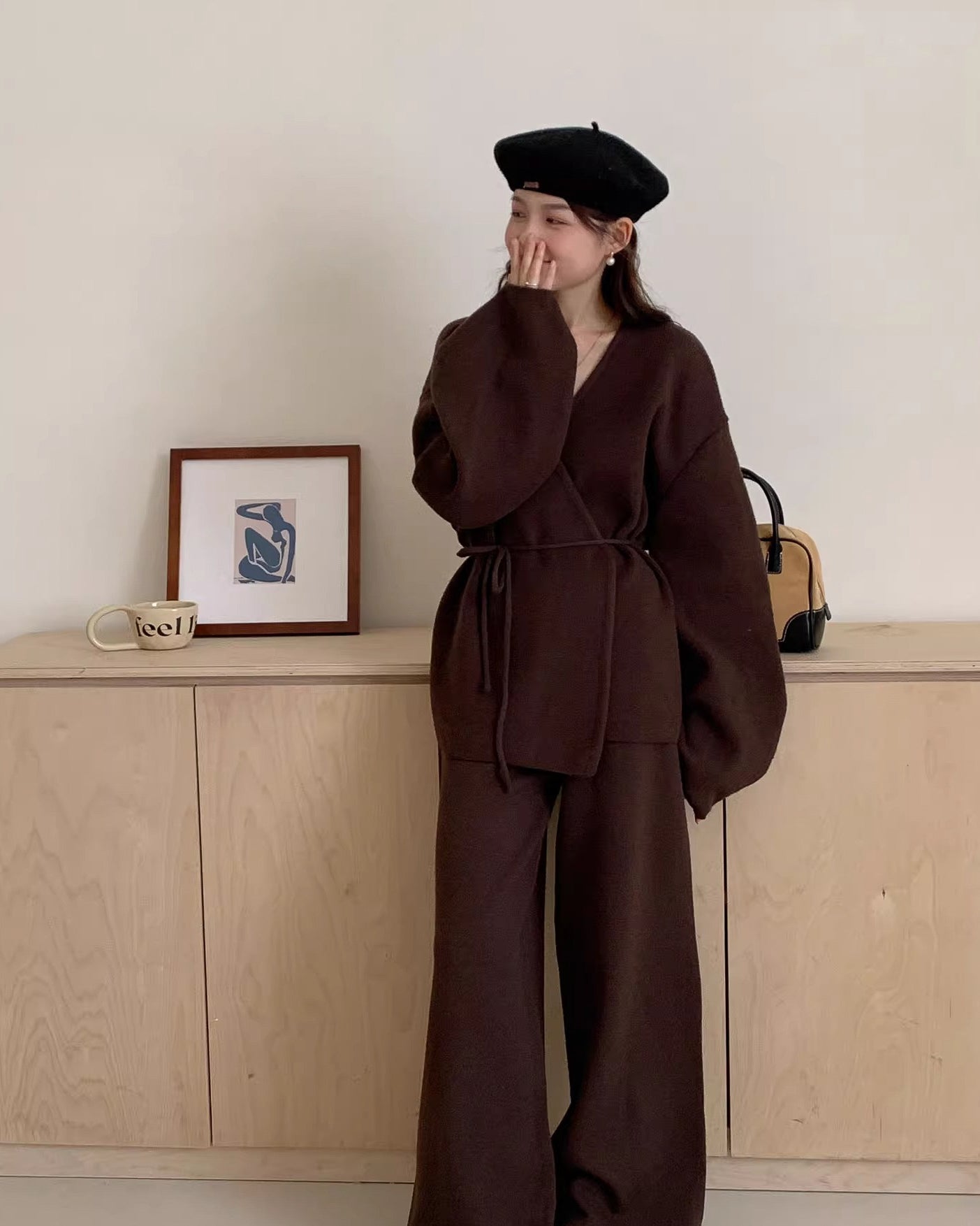 【セットアップ】ポワン袖カシュクールニットセット〈3color〉 - ivonir