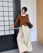 スカーフ付きフレアパンツ〈3color〉 - ivonir