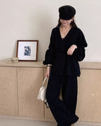 【セットアップ】ポワン袖カシュクールニットセット〈3color〉 - ivonir