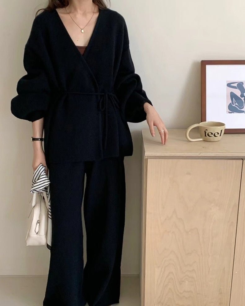 【セットアップ】ポワン袖カシュクールニットセット〈3color〉 - ivonir