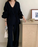 【セットアップ】ポワン袖カシュクールニットセット〈3color〉 - ivonir