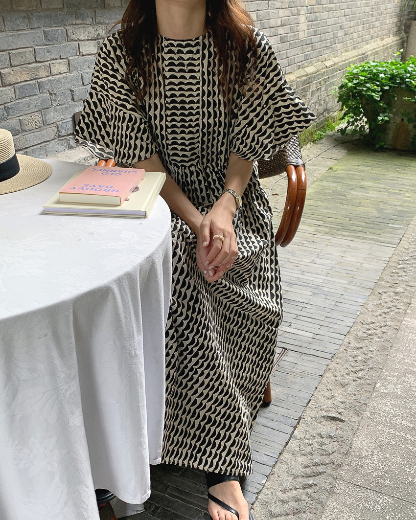 スカラップレトロワンピース-black-