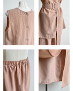【セットアップ】リネン混ウエストベルト スカートセット-pink beige-