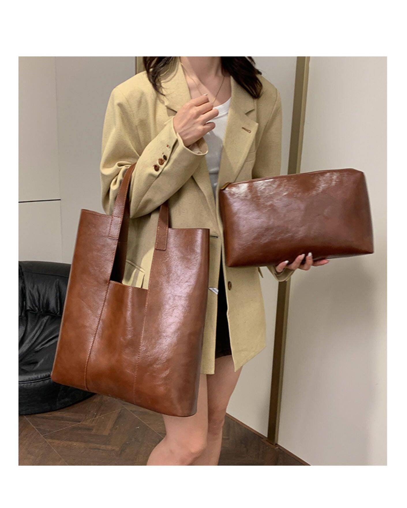 -square- レザーショルダーバッグ