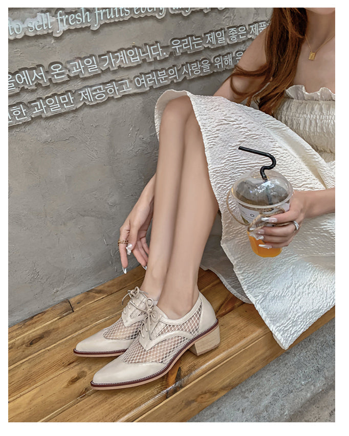 ★メッシュ レースアップ シューズ〈white〉
