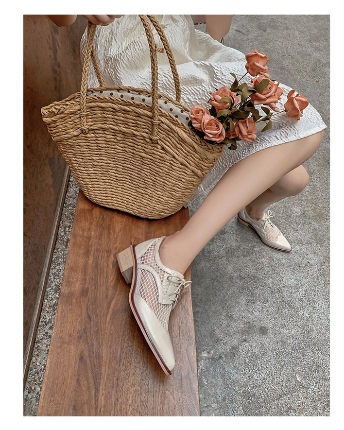 ★メッシュ レースアップ シューズ〈white〉