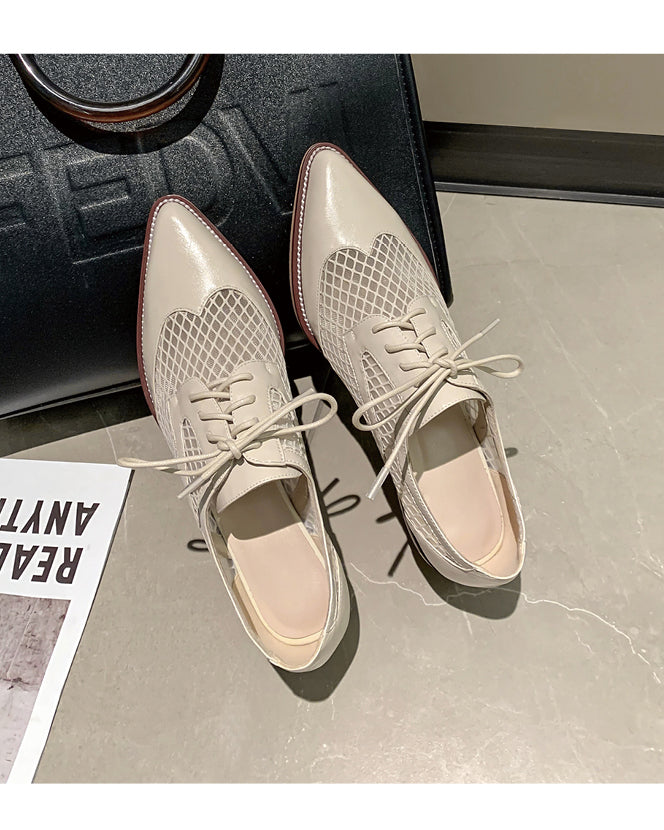 ★メッシュ レースアップ シューズ〈white〉