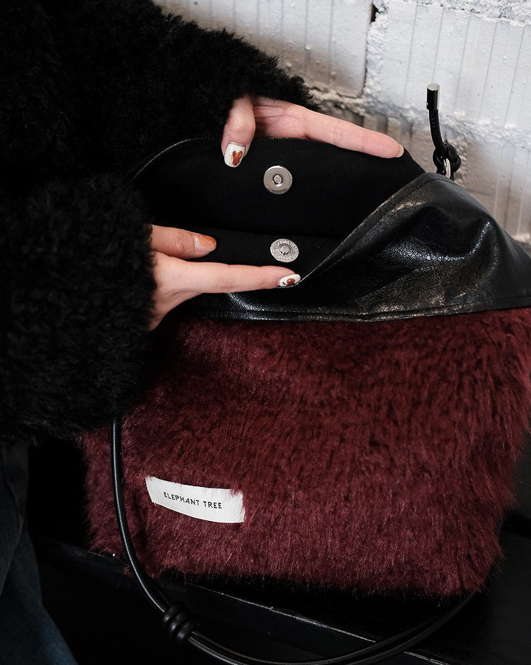 ボルドー ウールホーボーバッグ