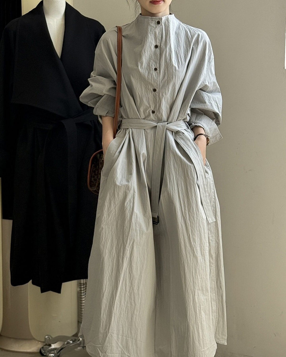 タイウエスト シャツワンピース