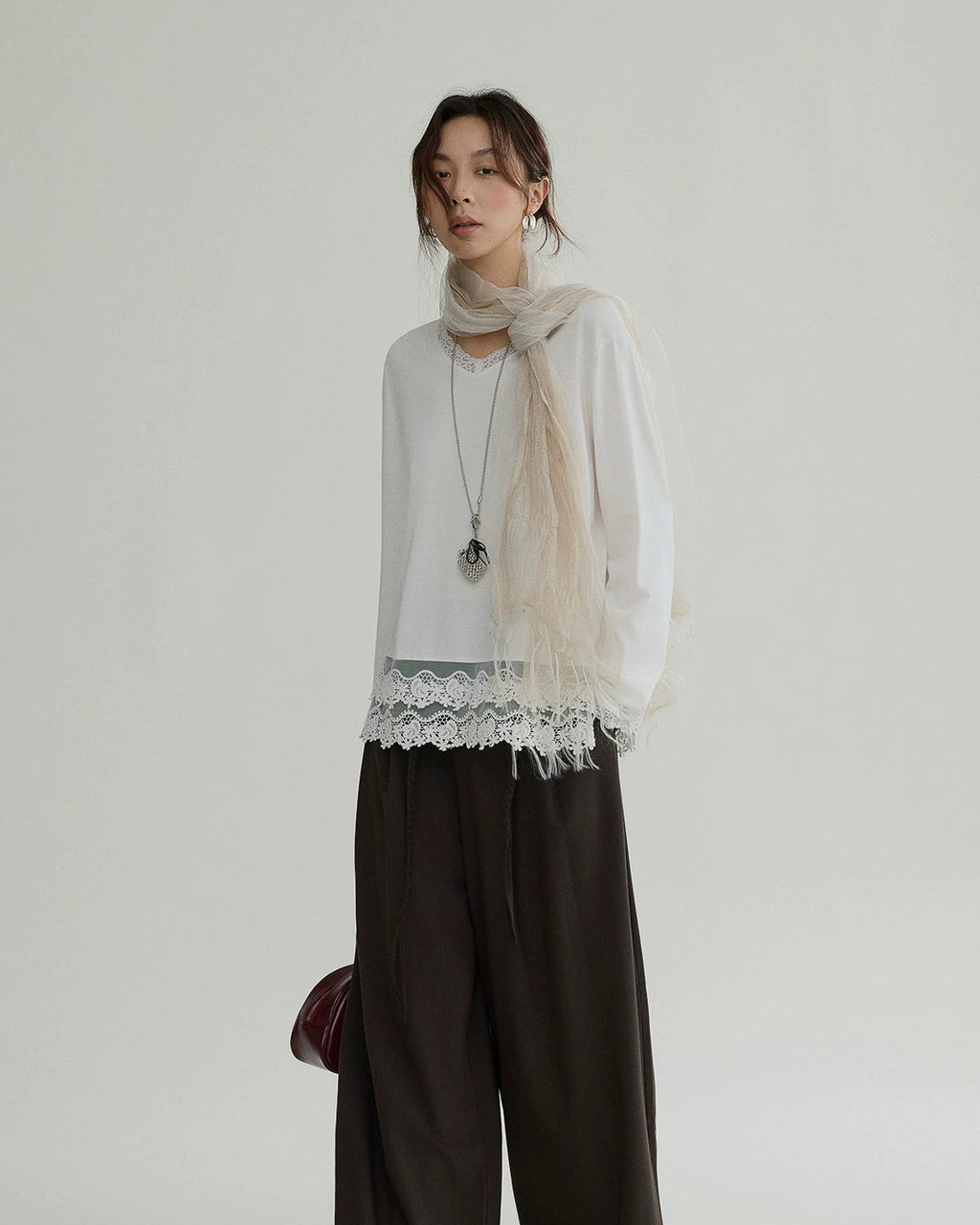 レースレイヤード リヨセルトップス