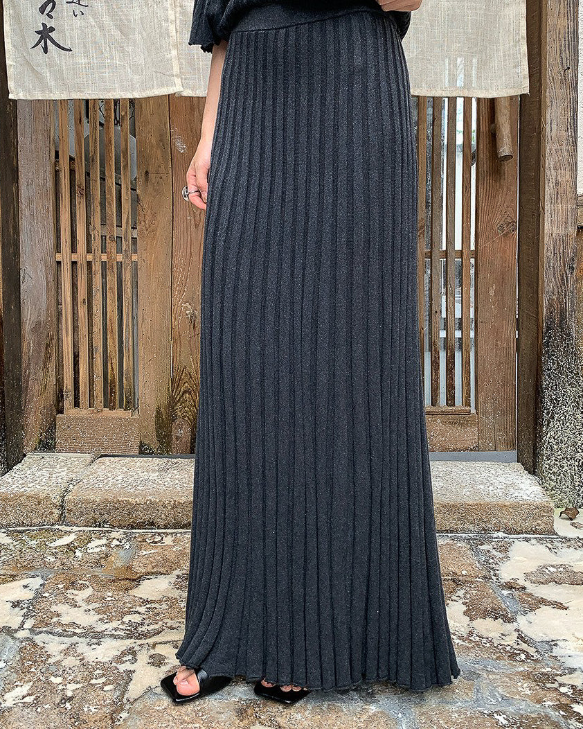 リブニット プリーツスカート
