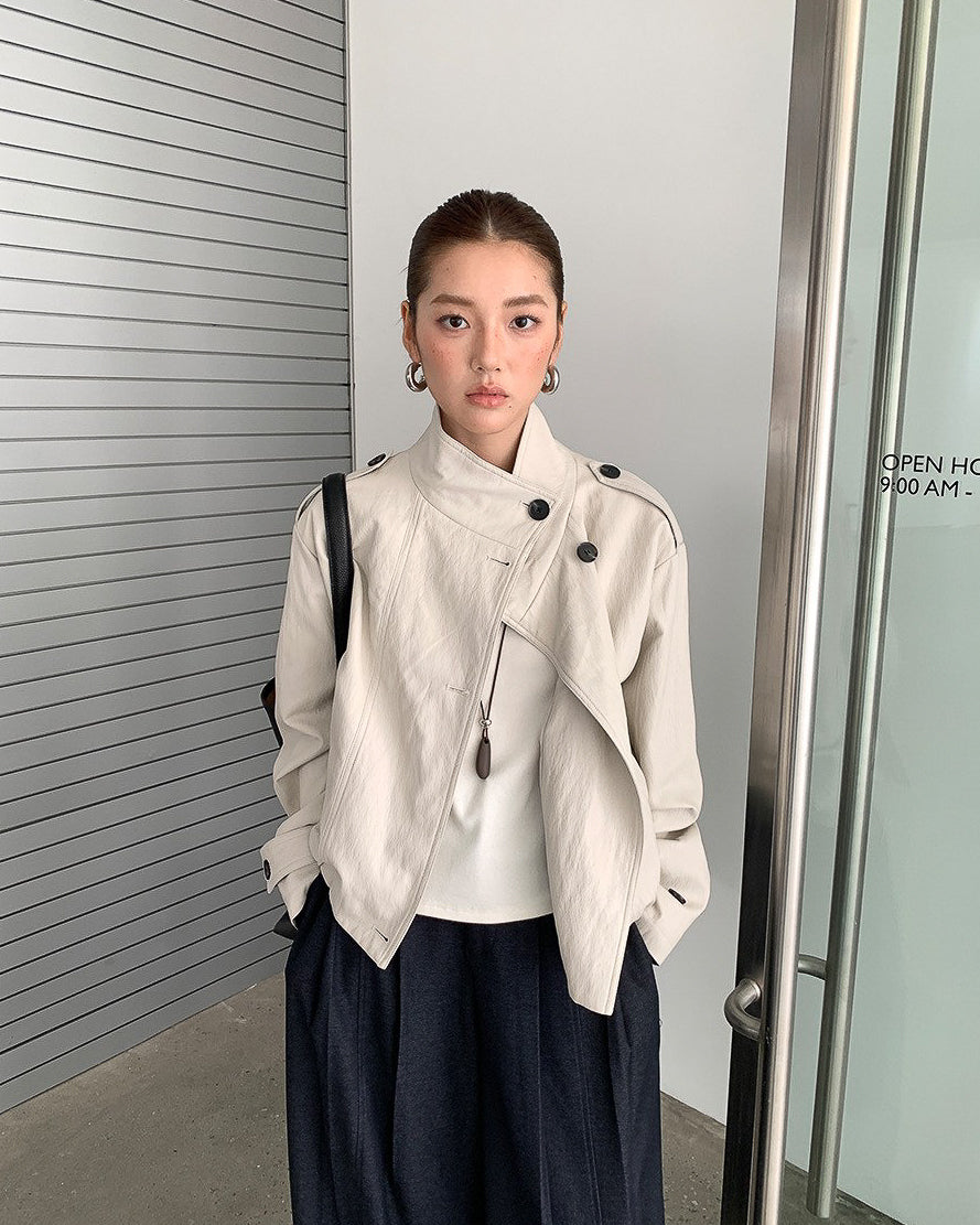 マットレザー ショートジャケット