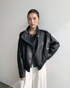 マットレザー ショートジャケット