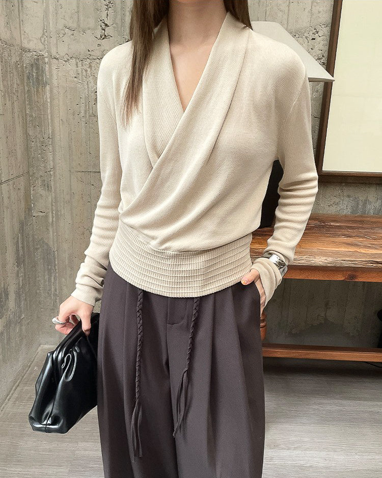 カシュクール Vネックニット