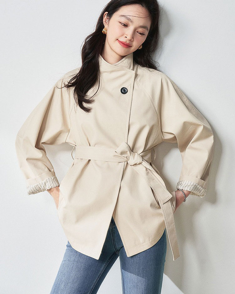 スタンドカラー ミドルコート