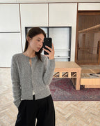 モヘアタッチ ケーブルカーディガン