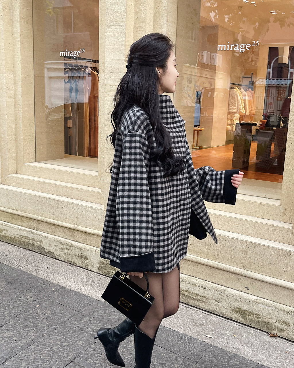クラシカル チェックリバーシブルケープ