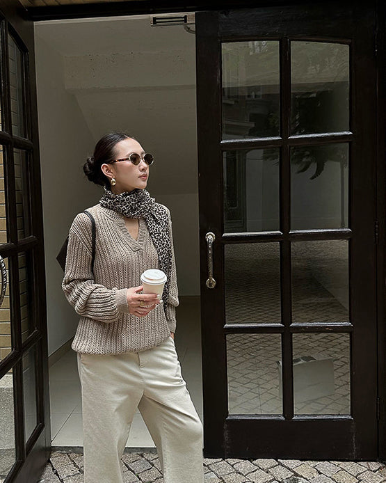 透かし編み スキッパー ニットトップス