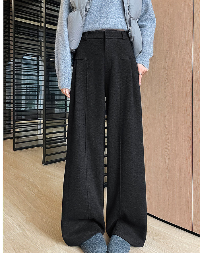 ヘリンボーン タック ワイドパンツ