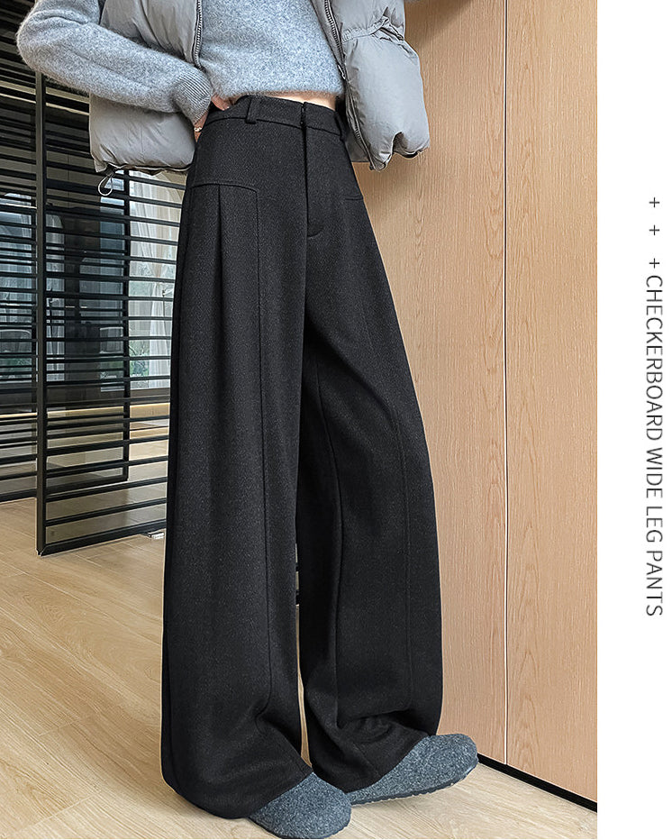 ヘリンボーン タック ワイドパンツ