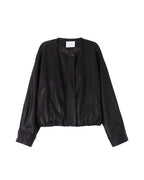 ノーカラー ジップ ショートジャケット