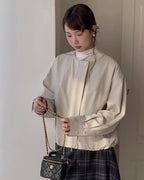 ノーカラー ジップ ショートジャケット