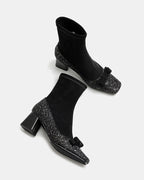 -ruban- グリッター切り替え ソックスブーツ