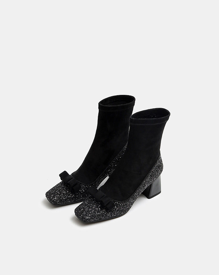 -ruban- グリッター切り替え ソックスブーツ