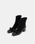 -ruban- グリッター切り替え ソックスブーツ