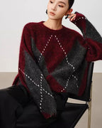 -argyle- カシミヤタッチ 配色プルオーバー