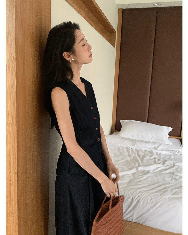 【セットアップ】リネン ベスト ワイドパンツ