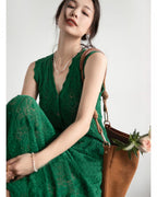 【セットアップ】クロシェ編みニットセット-green-