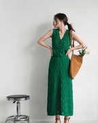 【セットアップ】クロシェ編みニットセット-green-