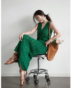 【セットアップ】クロシェ編みニットセット-green-