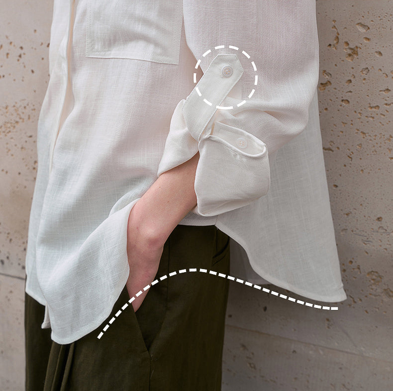 -linen- リラクシーロングシャツ 〈ホワイト〉