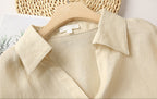 -linen- リラクシーロングシャツ 〈ライトイエロー〉