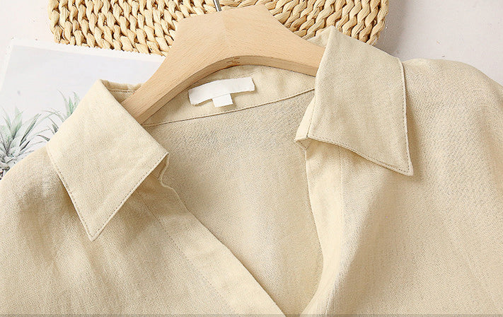 -linen- リラクシーロングシャツ 〈ライトイエロー〉