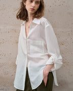 -linen- リラクシーロングシャツ 〈ホワイト〉