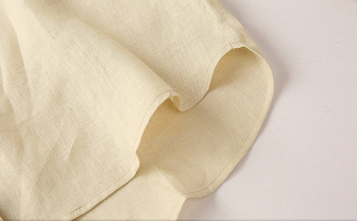 -linen- リラクシーロングシャツ 〈ライトイエロー〉