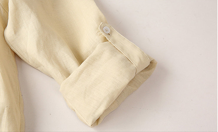 -linen- リラクシーロングシャツ 〈ライトイエロー〉