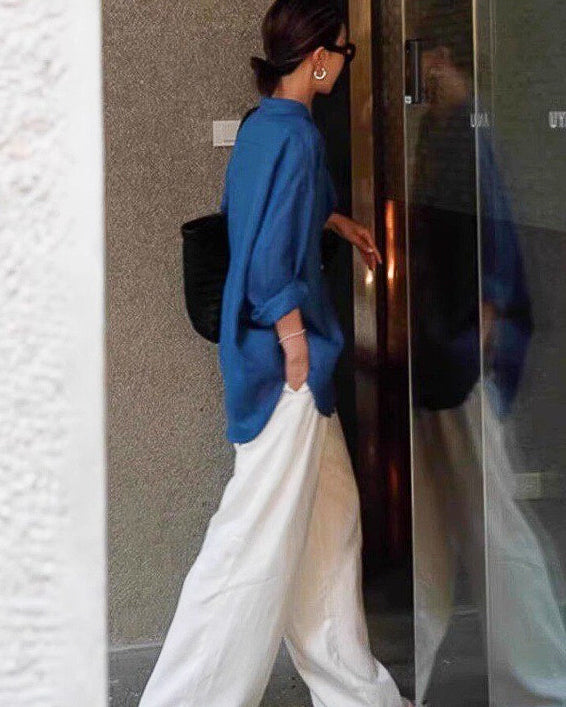 コットンリネン UVカット ロングシャツ