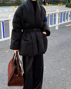 ノーカラーダウンコート - ivonir