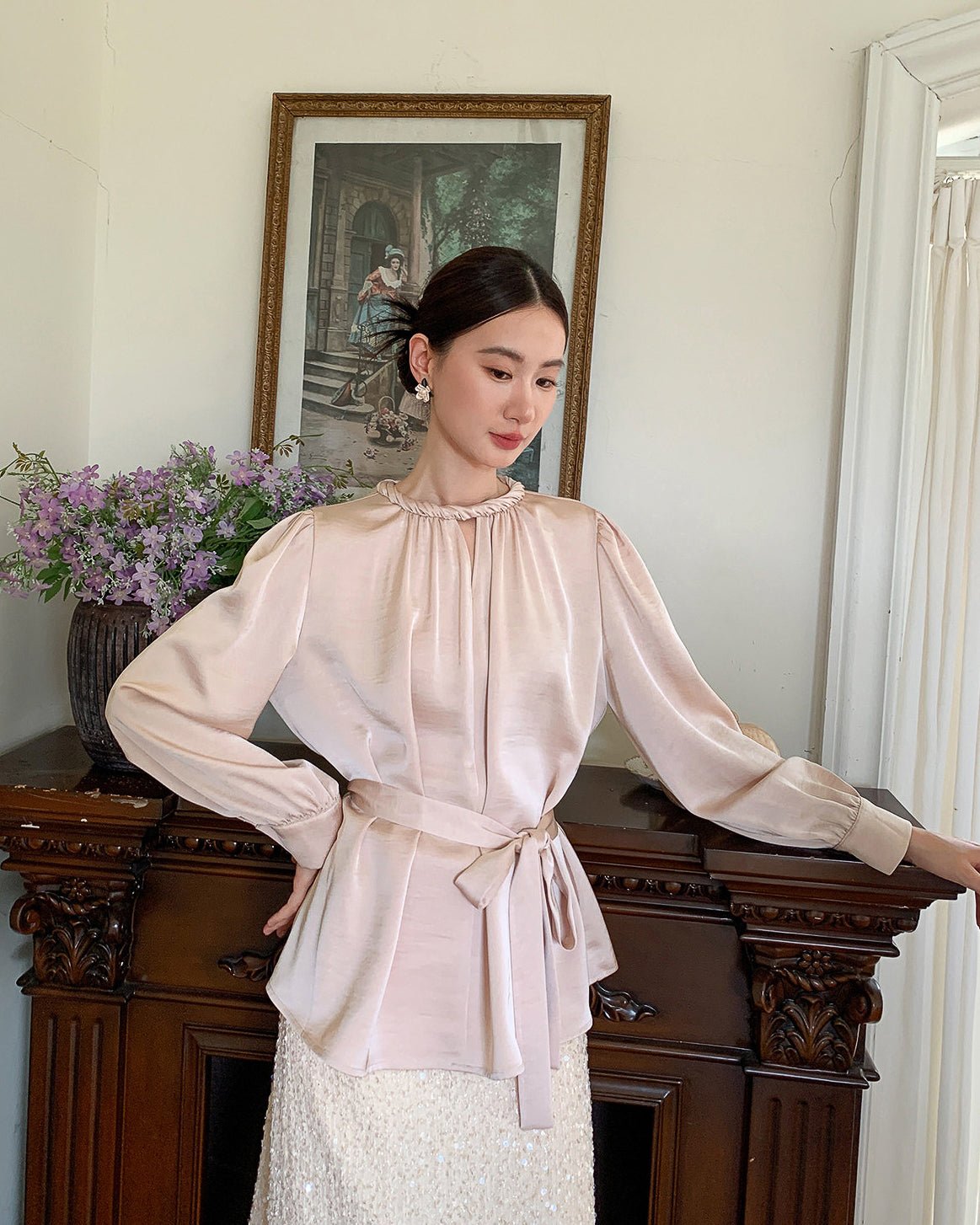 フレンチノット ラグジュアリーブラウス - ivonir