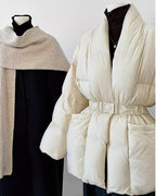 ノーカラーダウンコート - ivonir