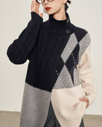 ブロックハイネックニット - ivonir