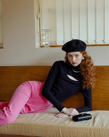 タートルネックデザイントップス - ivonir