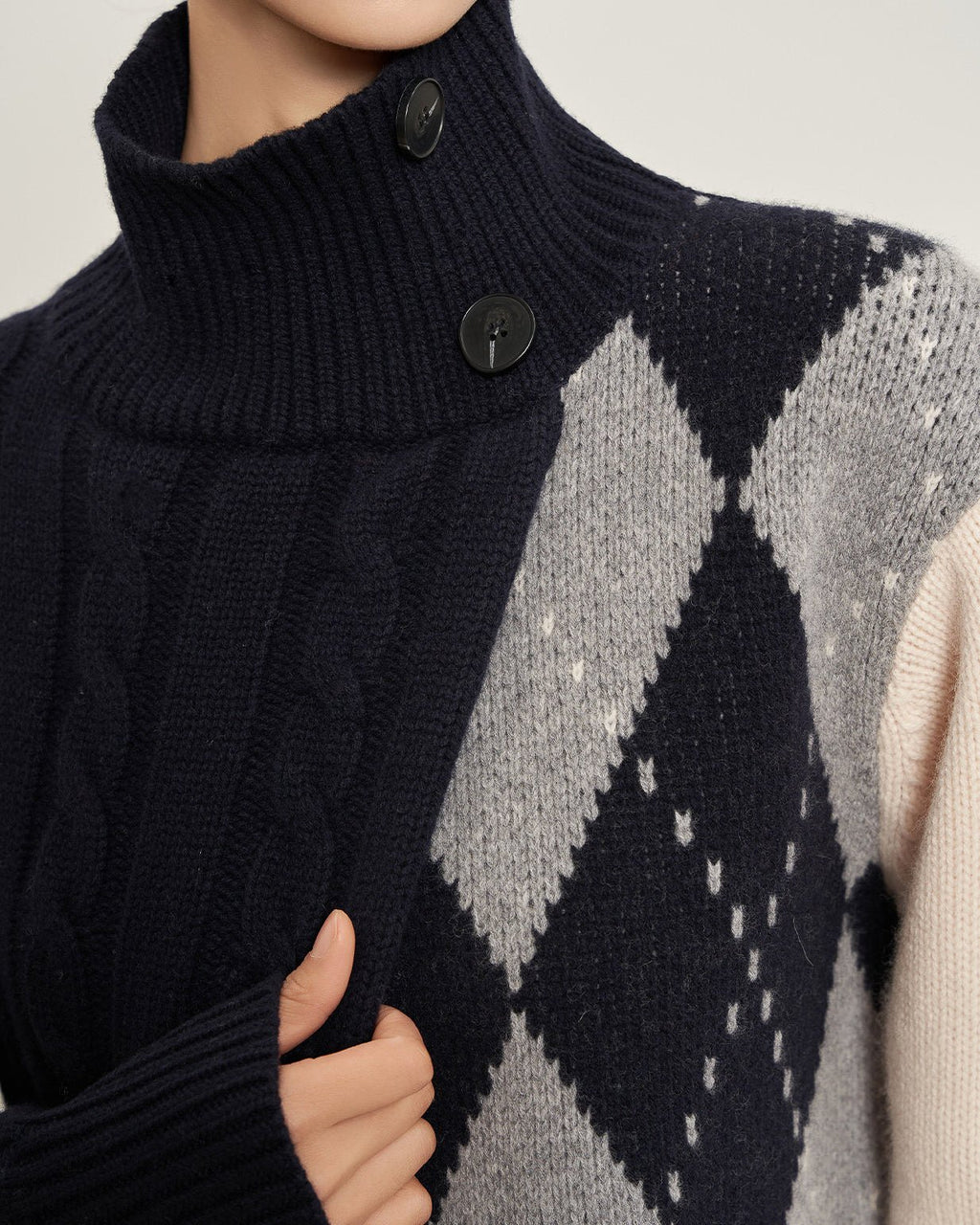 ブロックハイネックニット - ivonir