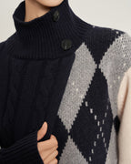 ブロックハイネックニット - ivonir