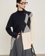 ブロックハイネックニット - ivonir