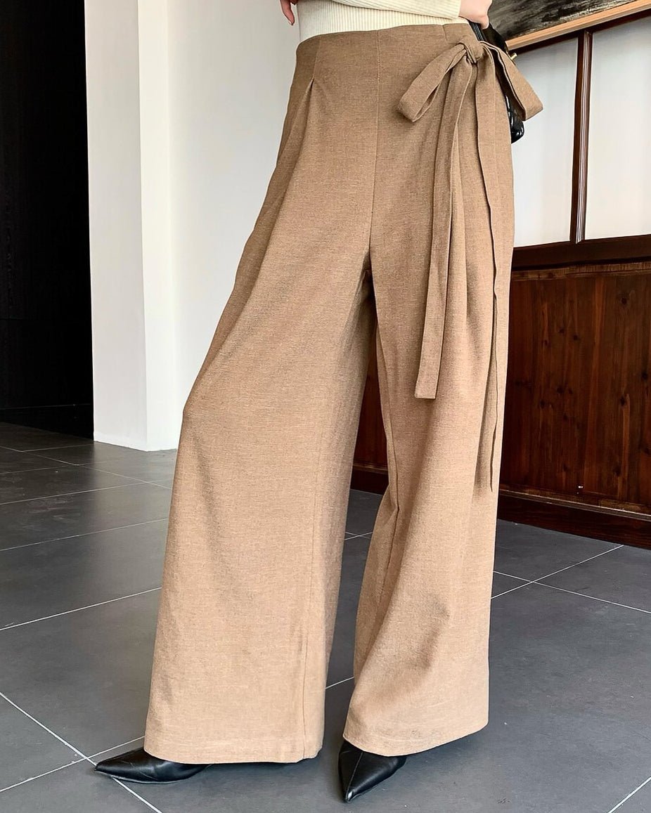 ウエストリボン ウールパンツ - ivonir